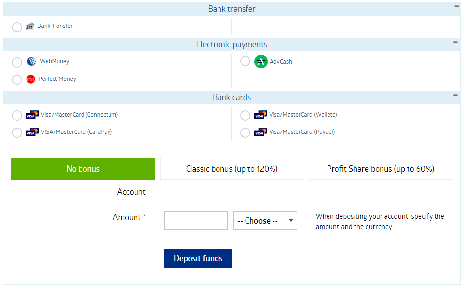 roboforex deposit withdraw methods