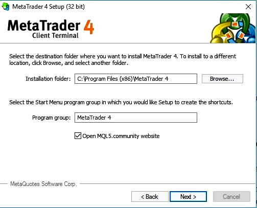 MetaTrader 4 Installation preferences