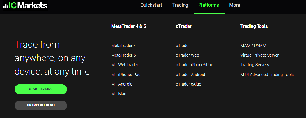 ic markets platforms